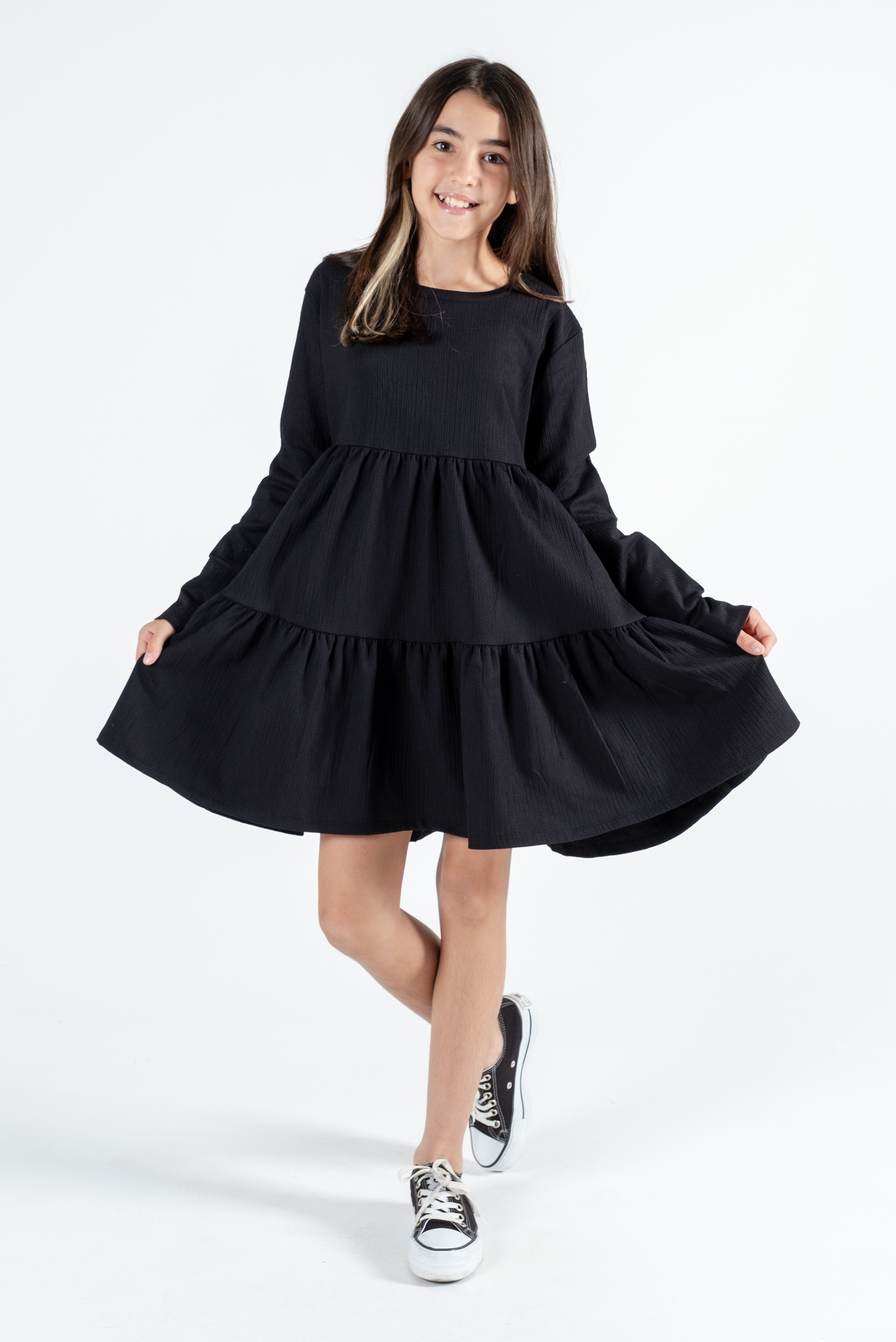 Kız Çocuk Uzun Kollu Siyah Elbise