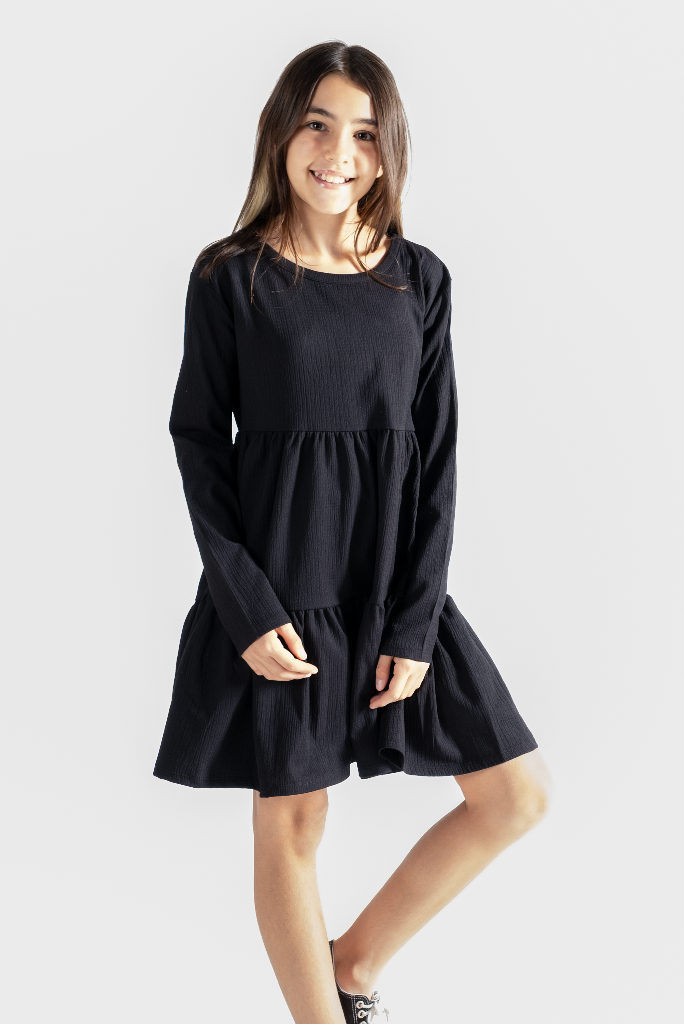 Kız Çocuk Uzun Kollu Siyah Elbise