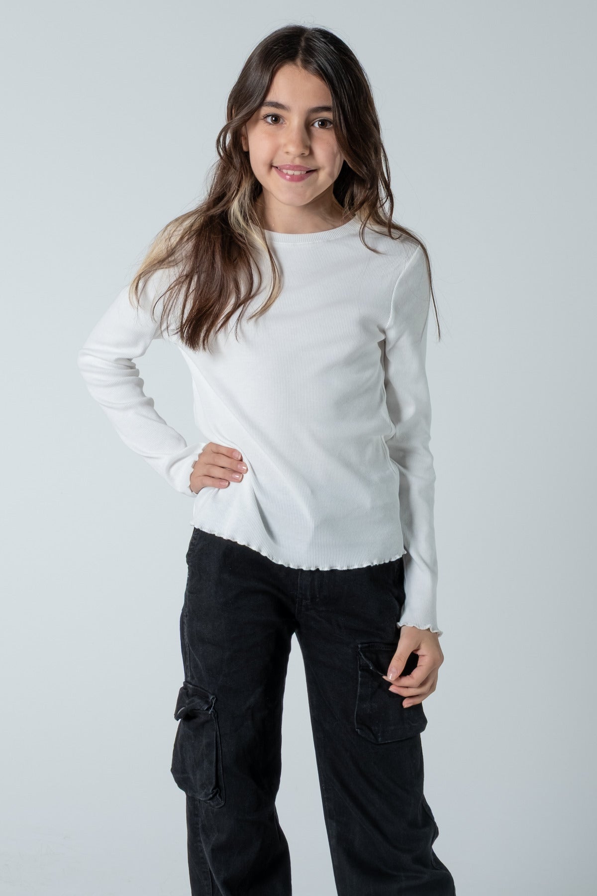 Kız Çocuk Uzun Kollu Fitilli Bluz – Rahat & Şık Tasarım (3 Renk Seçeneği)