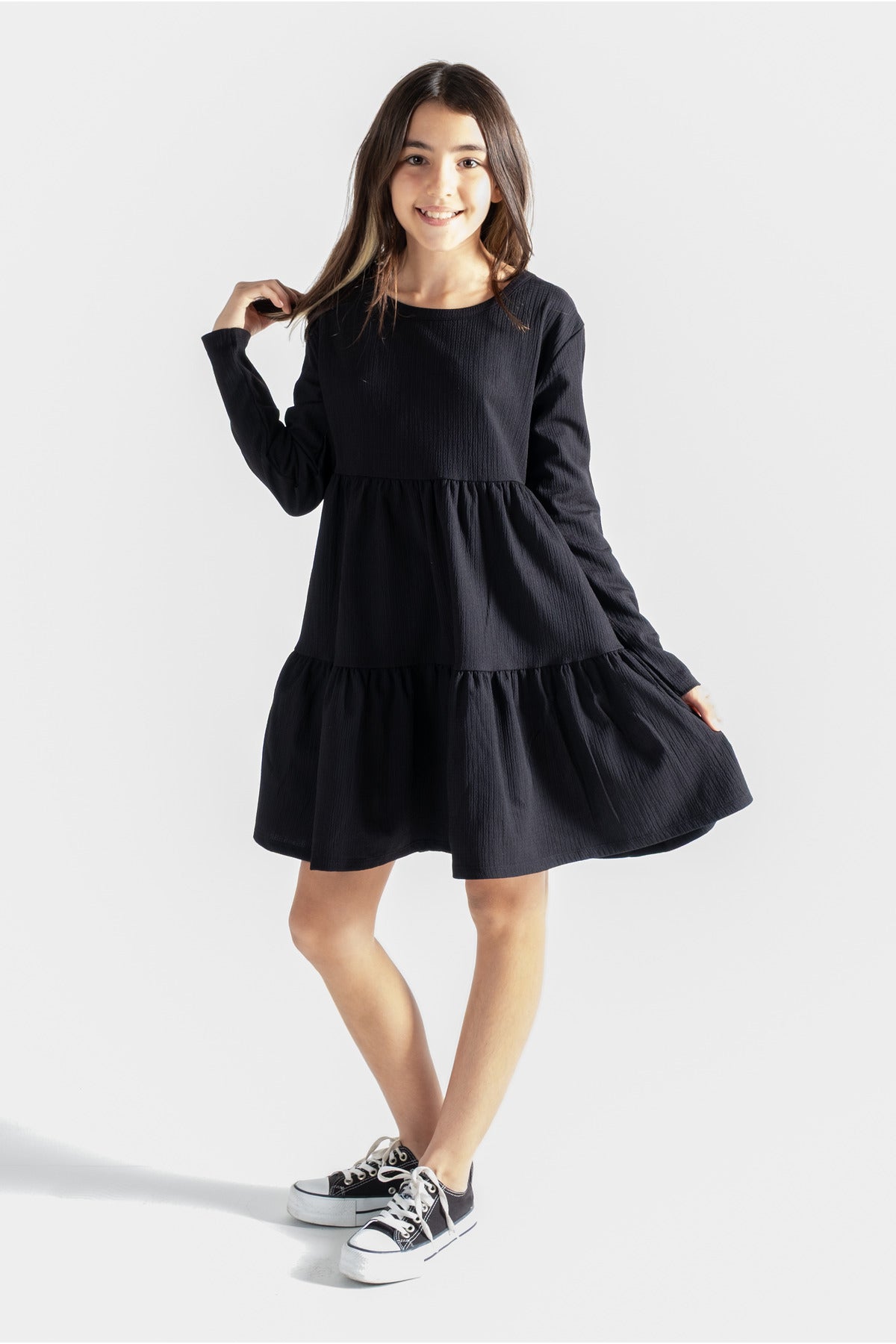 Kız Çocuk Uzun Kollu Siyah Elbise