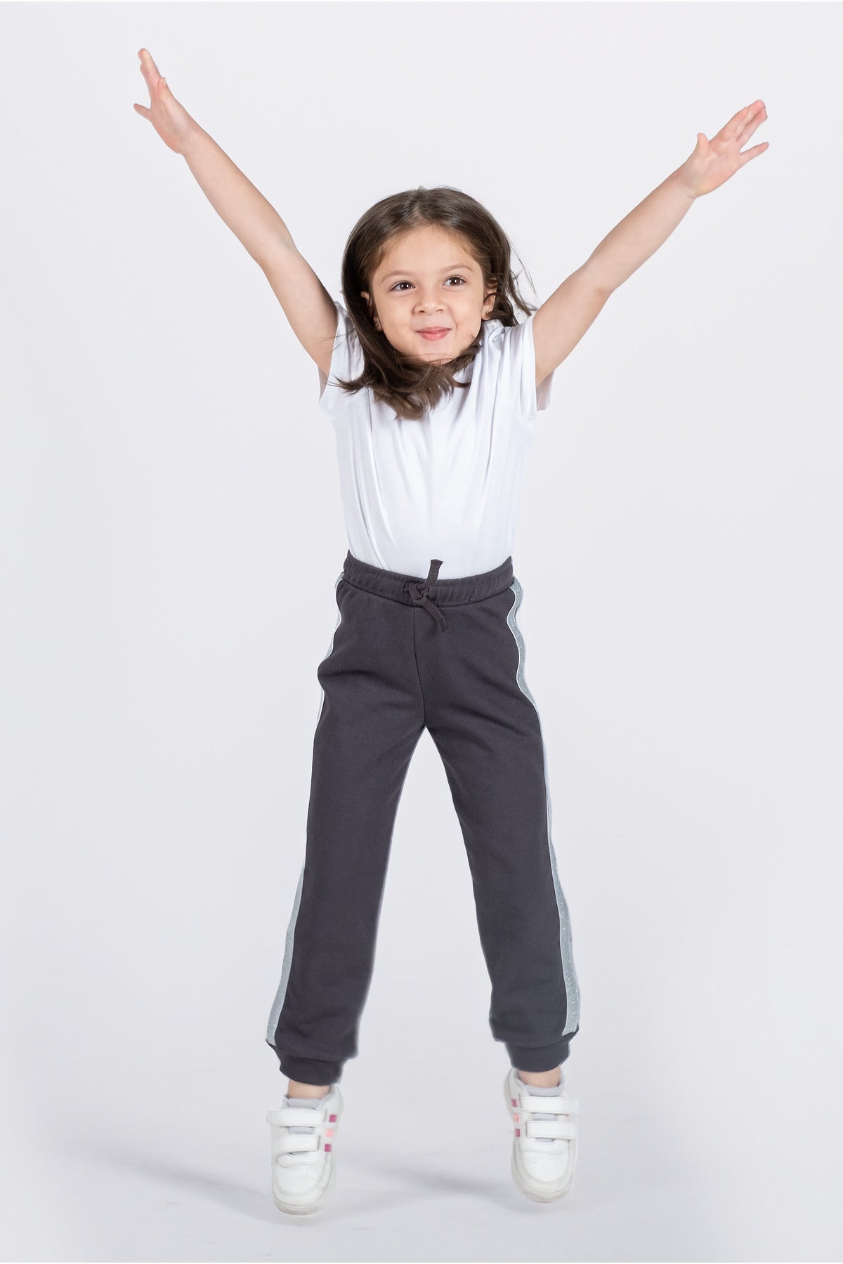 Çocuk Siyah Parlak Şerit Detaylı Pamuk Eşofman Altı -