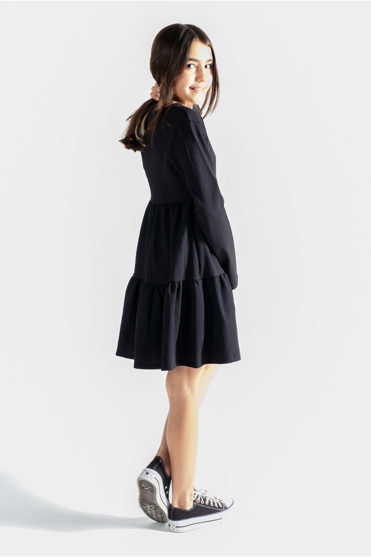 Kız Çocuk Uzun Kollu Siyah Elbise