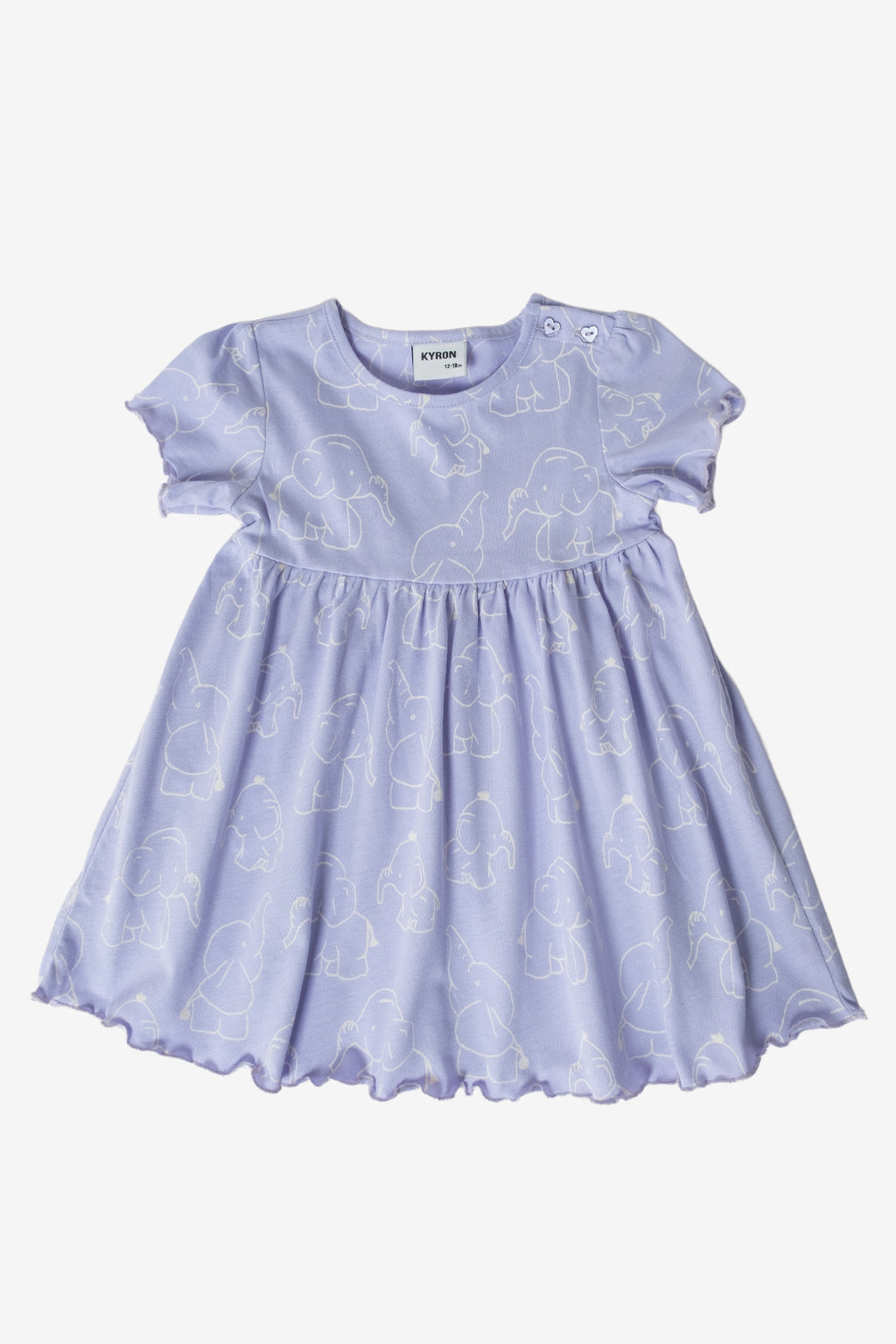 %100 Pamuk Yaka Düğme Kapama Kız Bebek Elbise - Lila - Lila