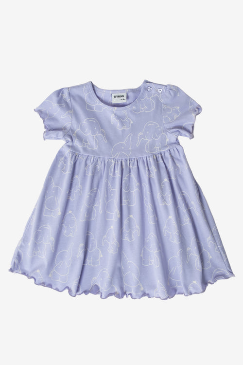 %100 Pamuk Yaka Düğme Kapama Kız Bebek Elbise - Lila - Lila