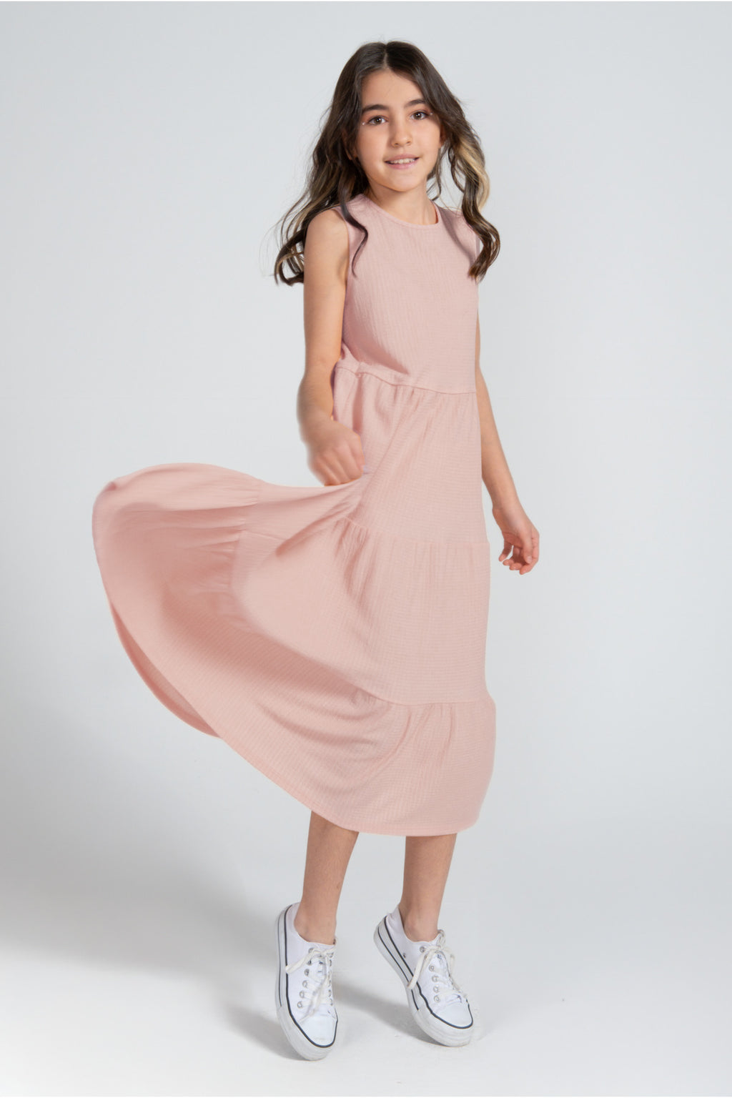 Kız Çocuk Bürümcük Elbise / Farklı Renk Seçenekleriyle - Gül Kurusu