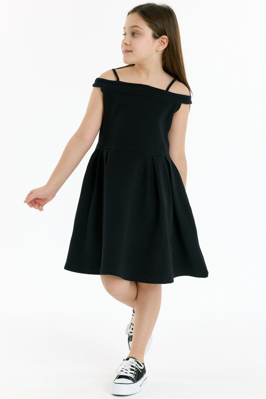 İp Askılı Kız Çocuk Elbise - Siyah - Siyah