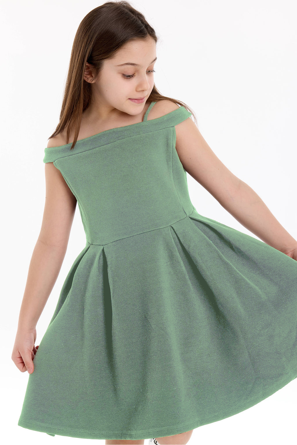 İp Askılı Kız Çocuk Elbise - Siyah - Yeşil