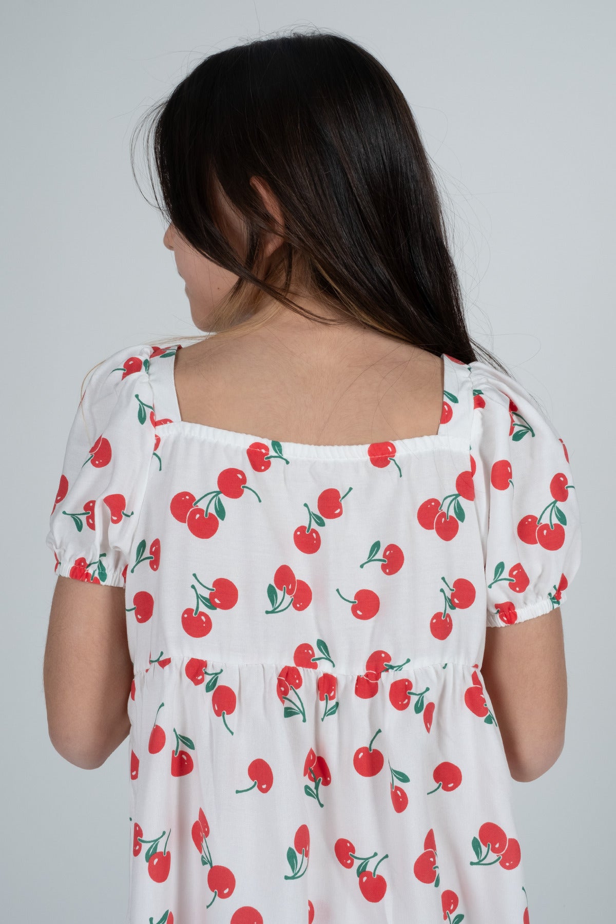 Kız Çocuk %100 Dokuma Viskon Çiçek Desenli Alt Üst Şortlu Takım - Kırmızı Beyaz