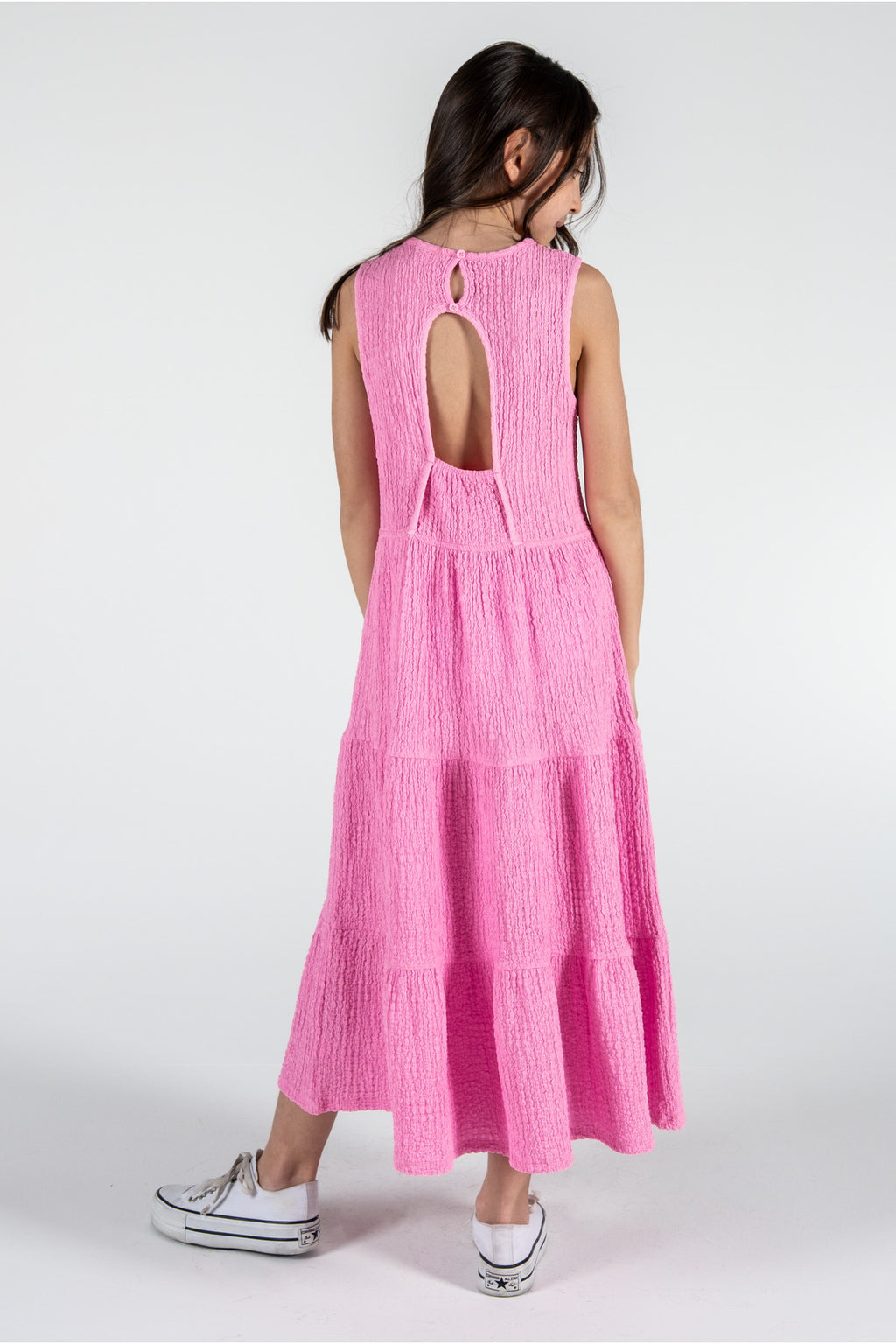 Kız Çocuk Bürümcük Elbise / Farklı Renk Seçenekleriyle - Pembe