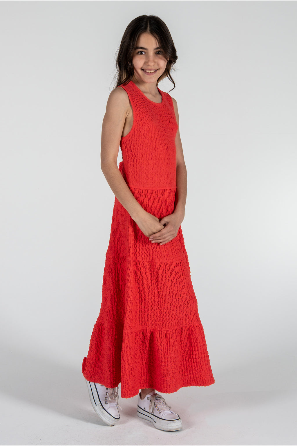 Kız Çocuk Bürümcük Elbise / Farklı Renk Seçenekleriyle - Nar Çiçeği