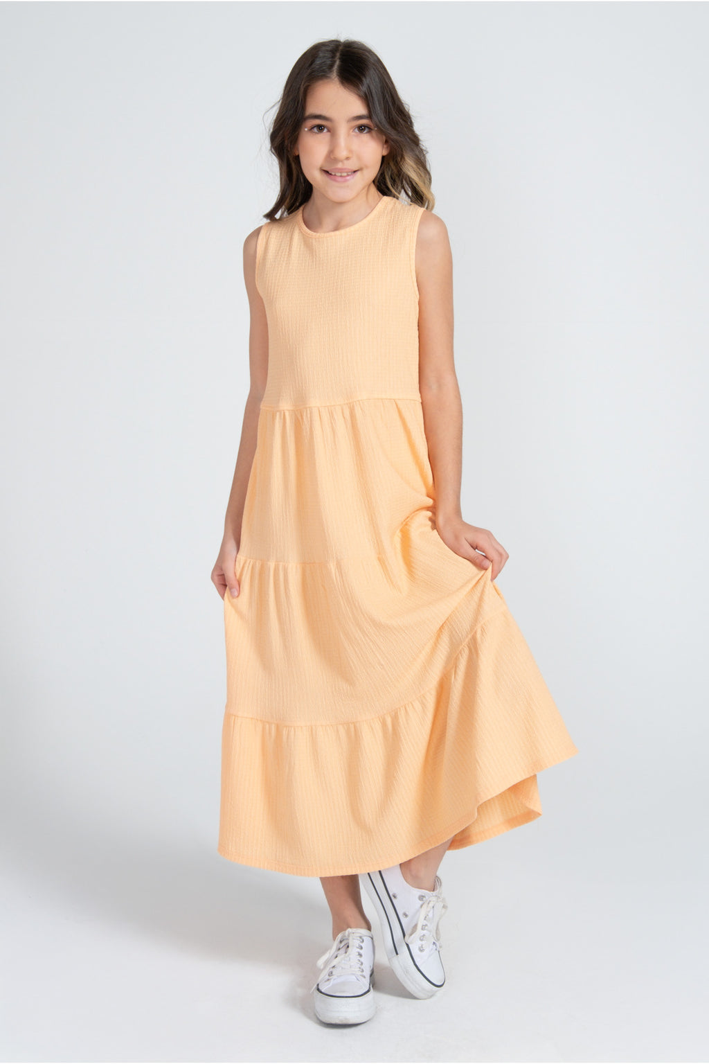 Kız Çocuk Bürümcük Elbise / Farklı Renk Seçenekleriyle - Turuncu