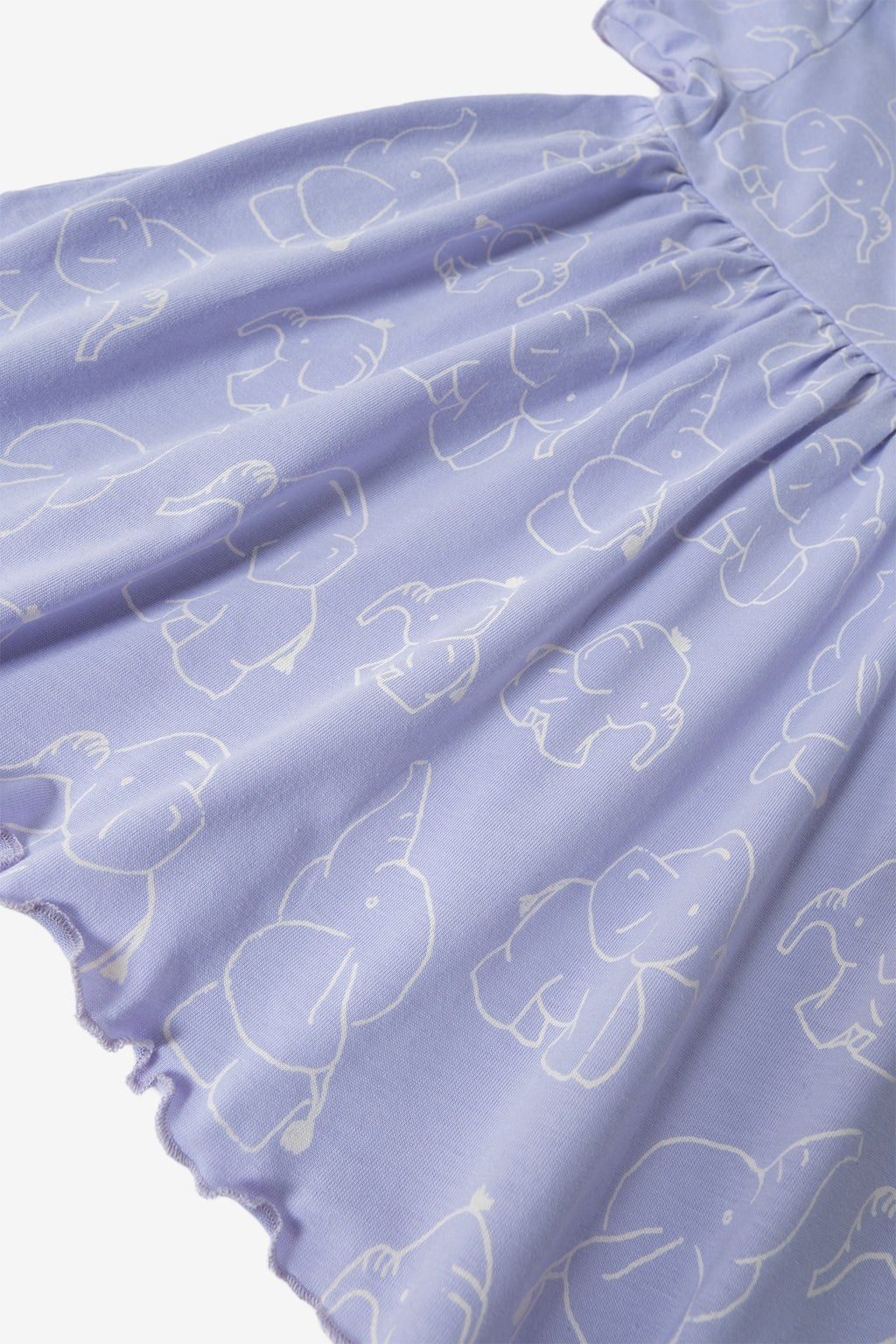 %100 Pamuk Yaka Düğme Kapama Kız Bebek Elbise - Lila - Lila