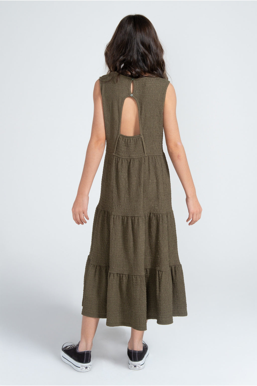 Kız Çocuk Bürümcük Elbise / Farklı Renk Seçenekleriyle - Haki