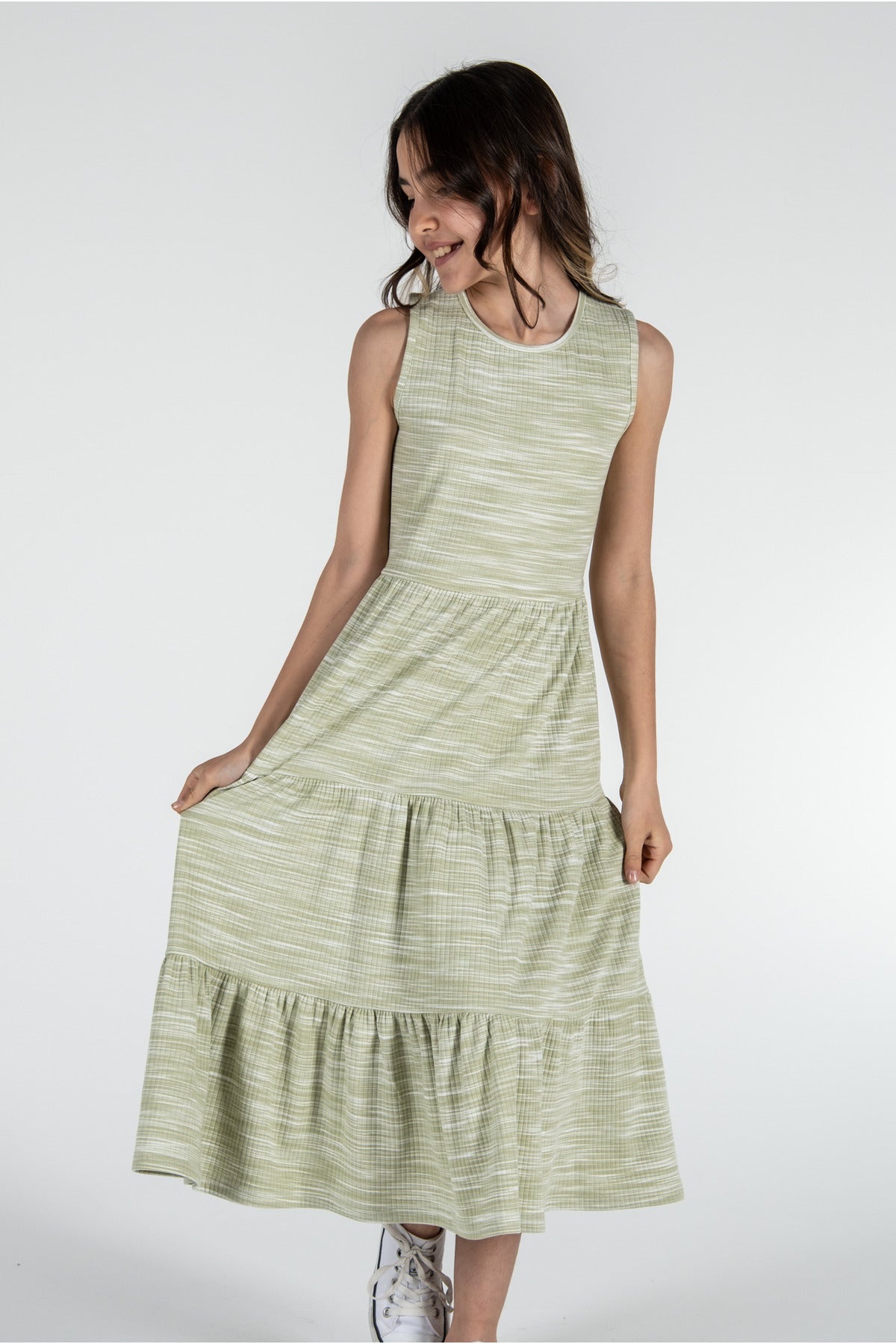 Kız Çocuk Bürümcük Elbise / Farklı Renk Seçenekleriyle - Açık Yeşil