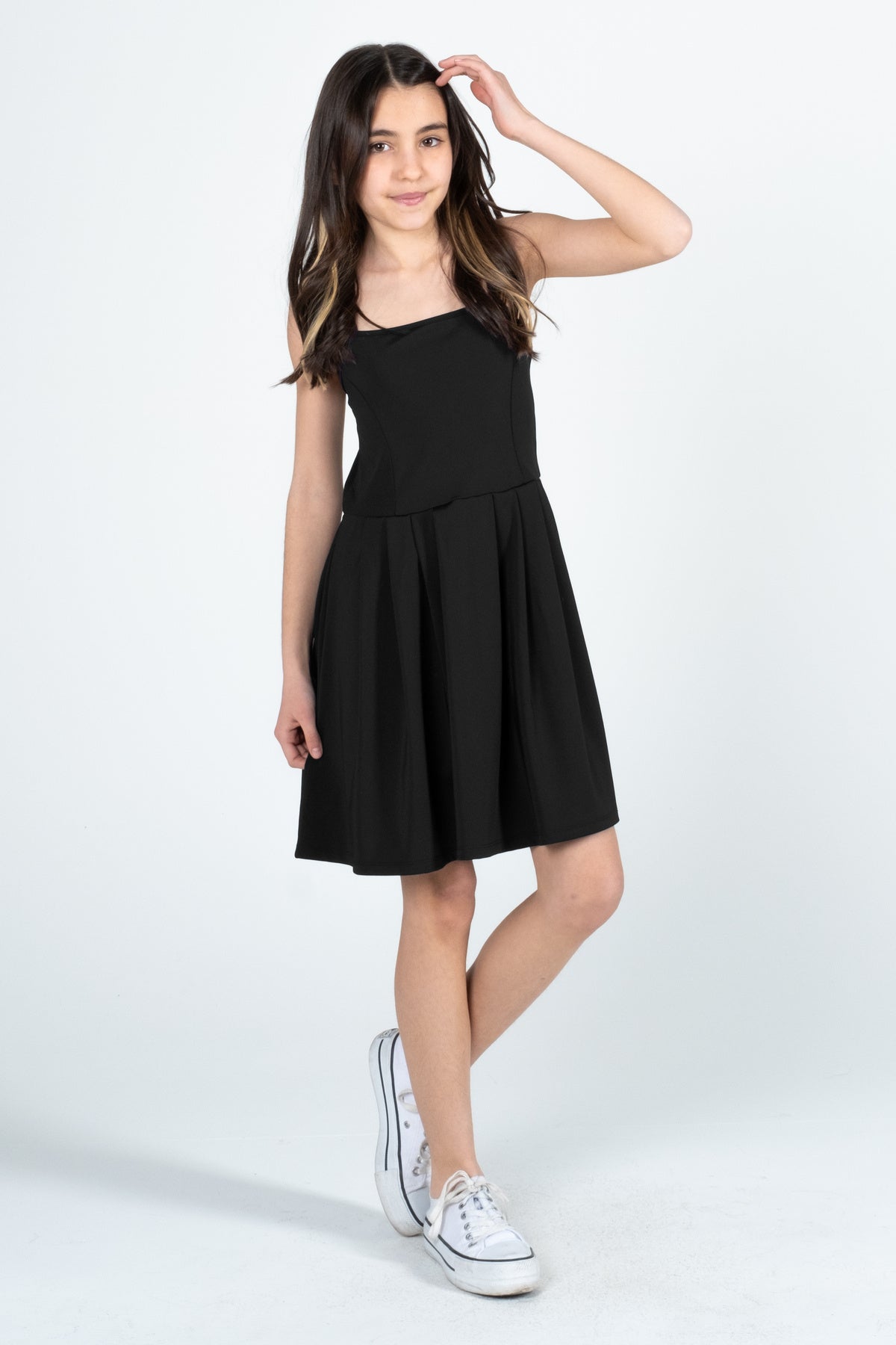 İp Askılı Kız Çocuk Elbise - Siyah - Siyah-02