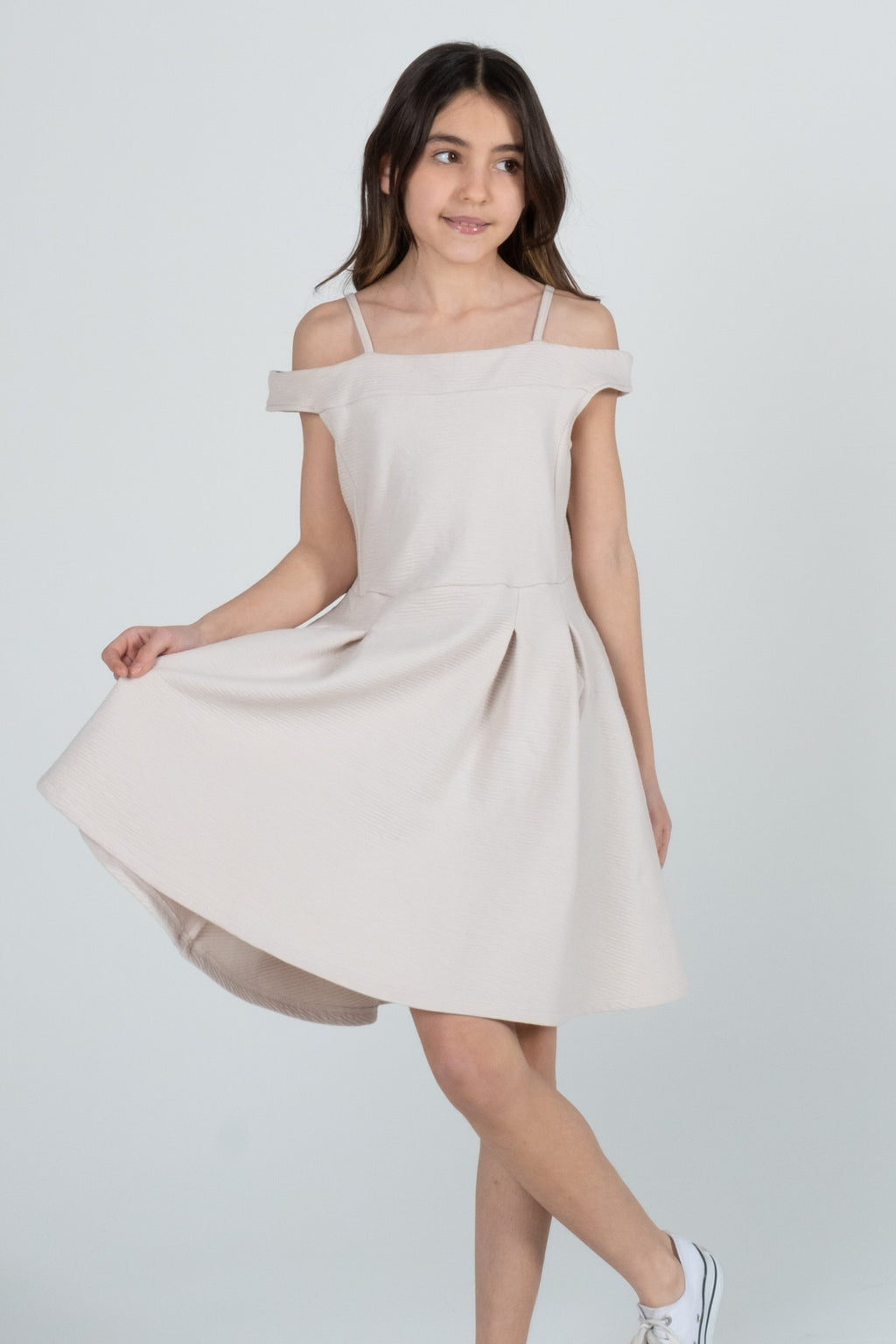 İp Askılı Kız Çocuk Elbise - Siyah - Krem