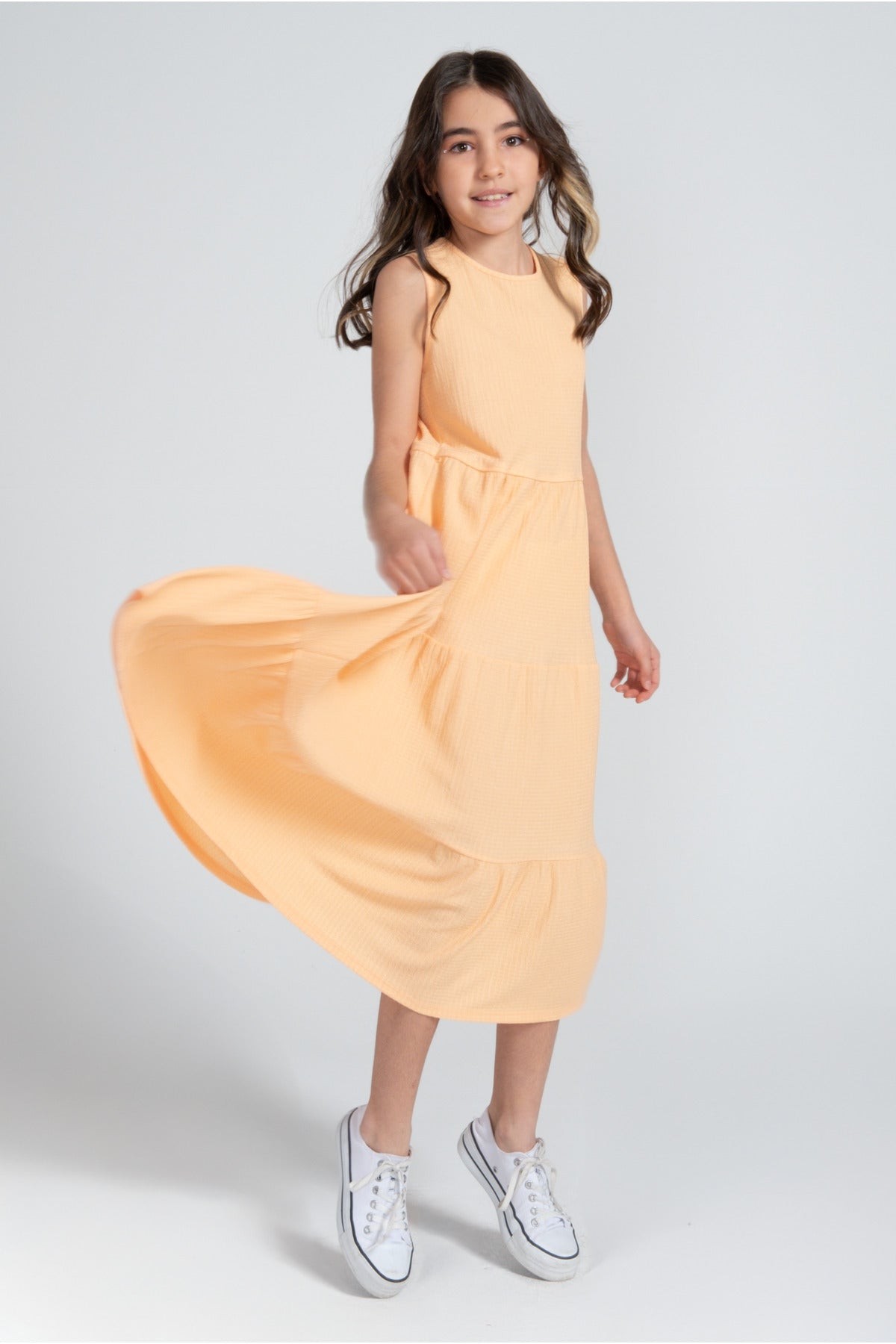 Kız Çocuk Bürümcük Elbise / Farklı Renk Seçenekleriyle - Turuncu