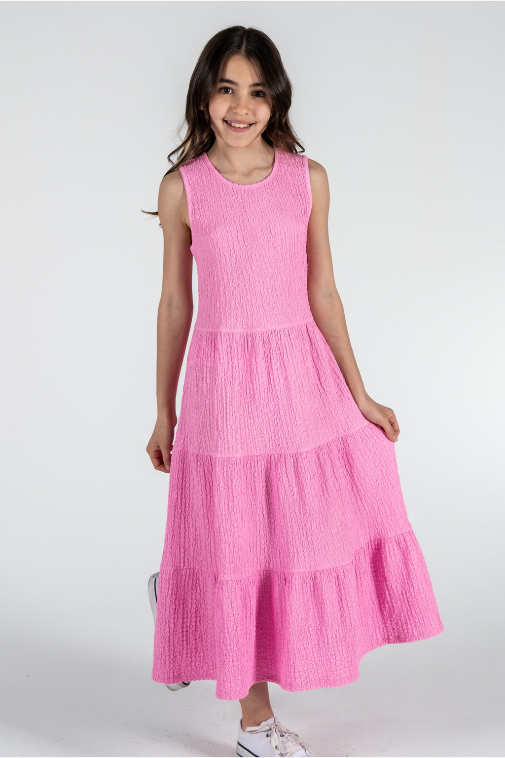 Kız Çocuk Bürümcük Elbise / Farklı Renk Seçenekleriyle - Pembe