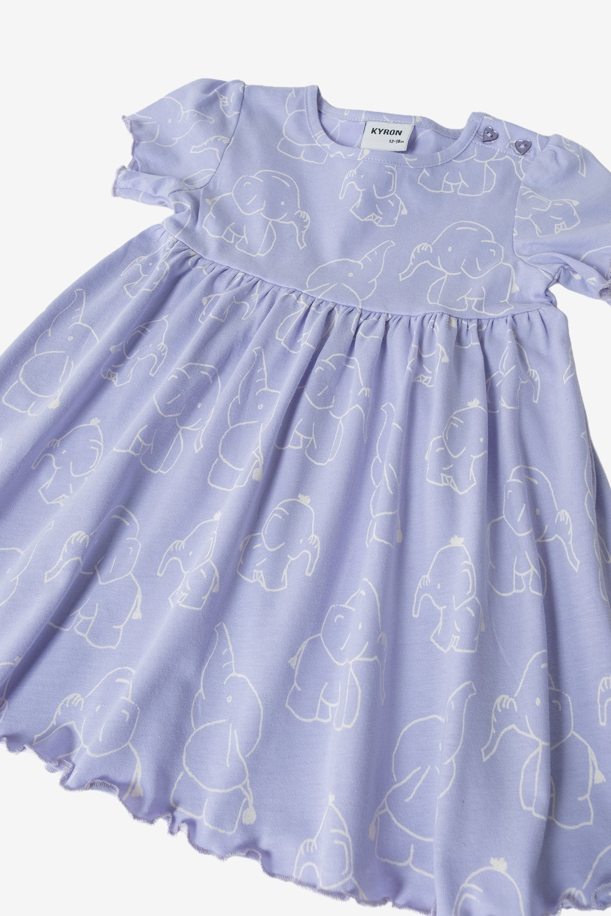 Kız Bebek %100 Pamuk Düğmeli Elbise – Puantiyeli & Düz Renk Seçenekleri