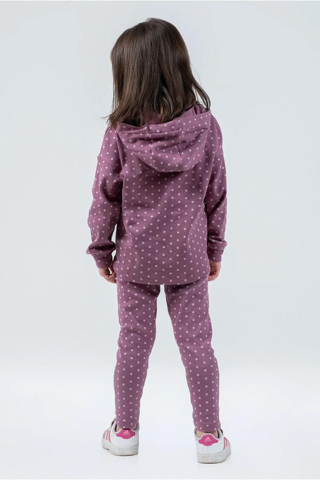 Kız Çocuk Puantiyeli Kapüşonlu Takım – 3 Renk Seçeneği
