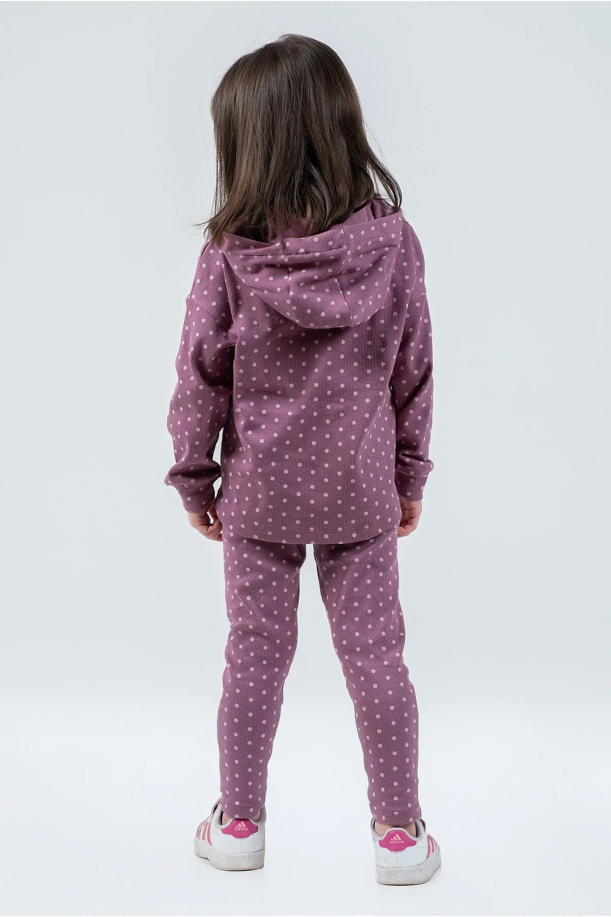 Kız Çocuk Puantiyeli Kapüşonlu Takım – 3 Renk Seçeneği