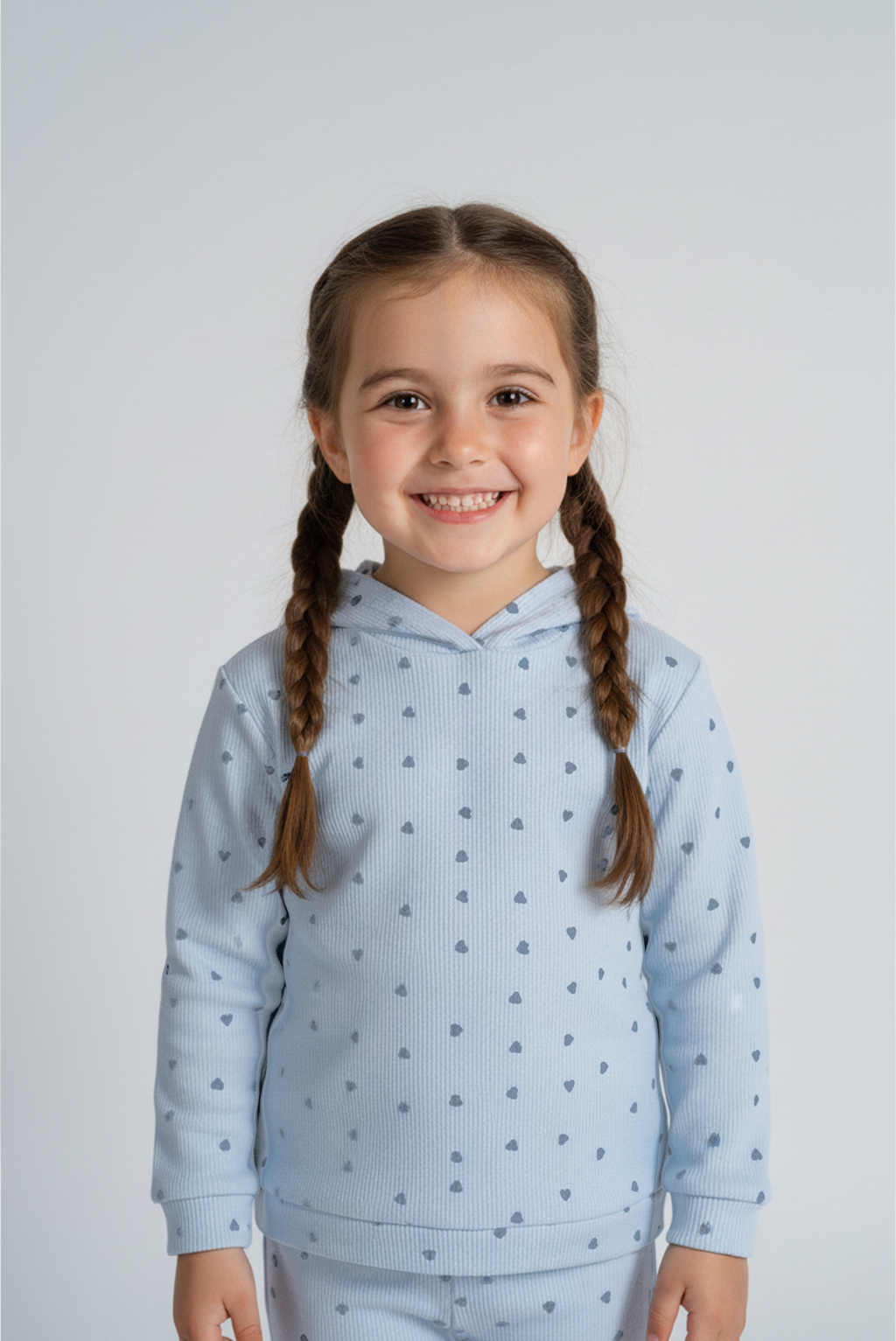 Kız Çocuk Puantiyeli Kapüşonlu Takım – 3 Renk Seçeneği