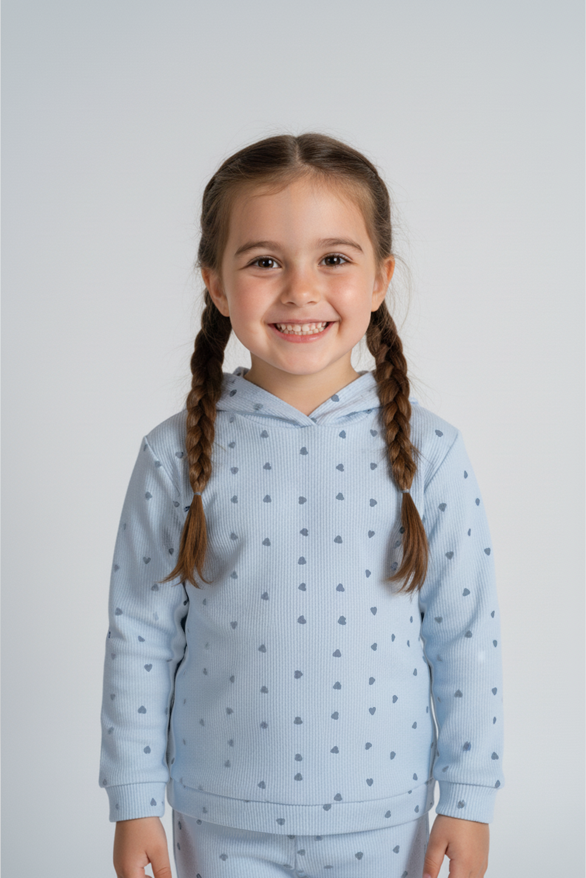 Kız Çocuk Puantiyeli Kapüşonlu Takım – 3 Renk Seçeneği