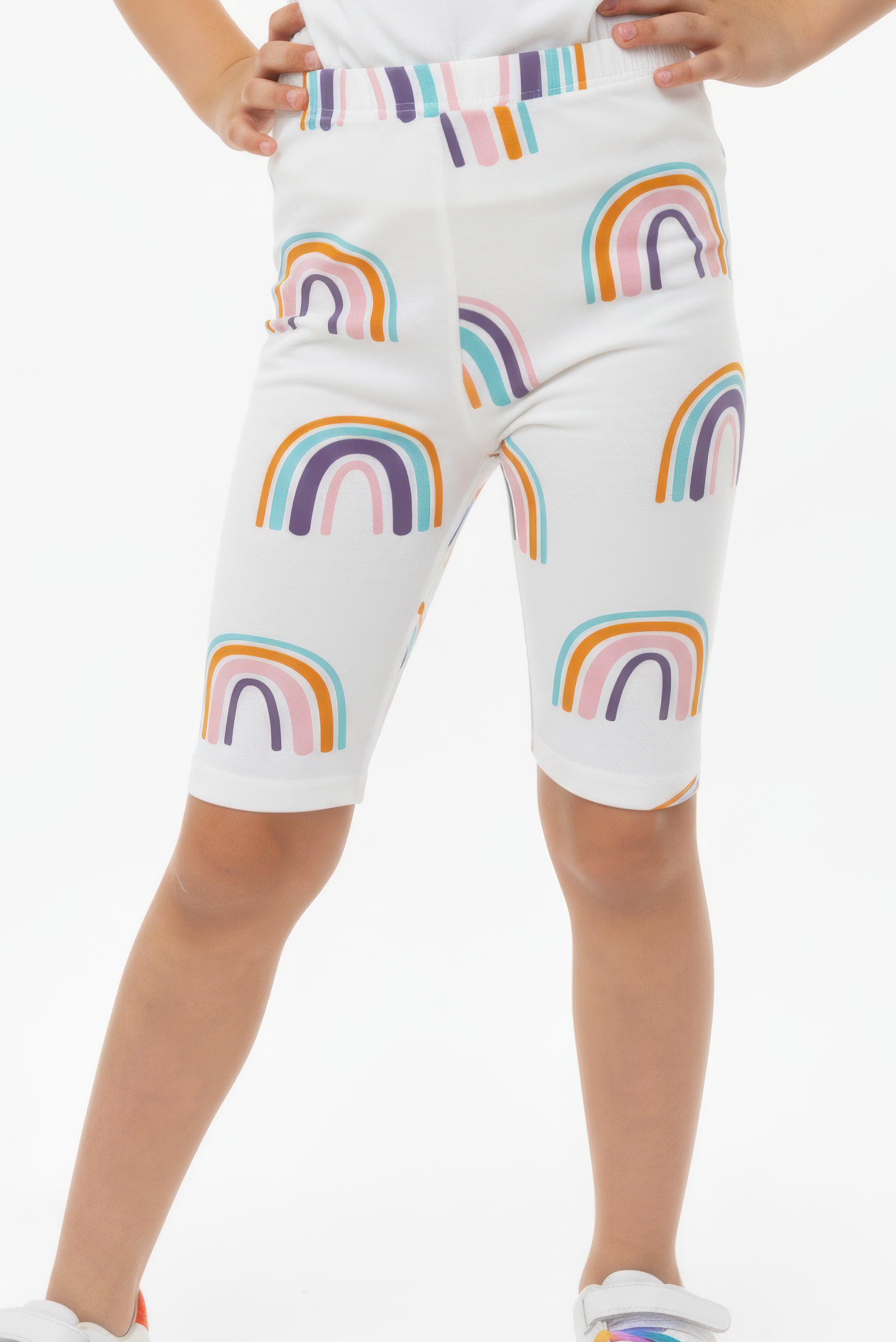 Kız Çocuk Gökkuşağı Desenli Pamuklu Şort
